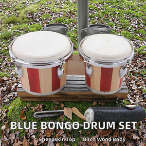 Bongos Aiersi de Calidad a Precio de Fábrica, Color Azul, 6 y 8 Pulgadas, Madera de Abedul, Piel de Oveja, Instrumento Musical Africano - Product Image 2