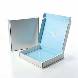 Boîte d'expédition en carton ondulé bleu clair écologique personnalisée avec impression de logo, idéale pour l'expédition et l'emballage e-commerce - Product Image 1