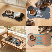 Tapis d'alimentation moderne de luxe pour petits animaux, grand modèle en forme d'os, en silicone durable avec design antidérapant