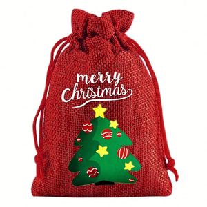 Sac en toile de jute Joyeux Noël 15x20cm, sac en lin multi-styles, pochette cadeau multicolore, fournitures de Noël, emballage pour chocolat - Product Image 5