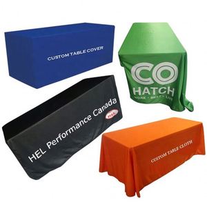 Polyester Fitted Throw Custom <b>Tablecloth</b> Trade Show Display <b>Table</b> Cover - Product Image 1
