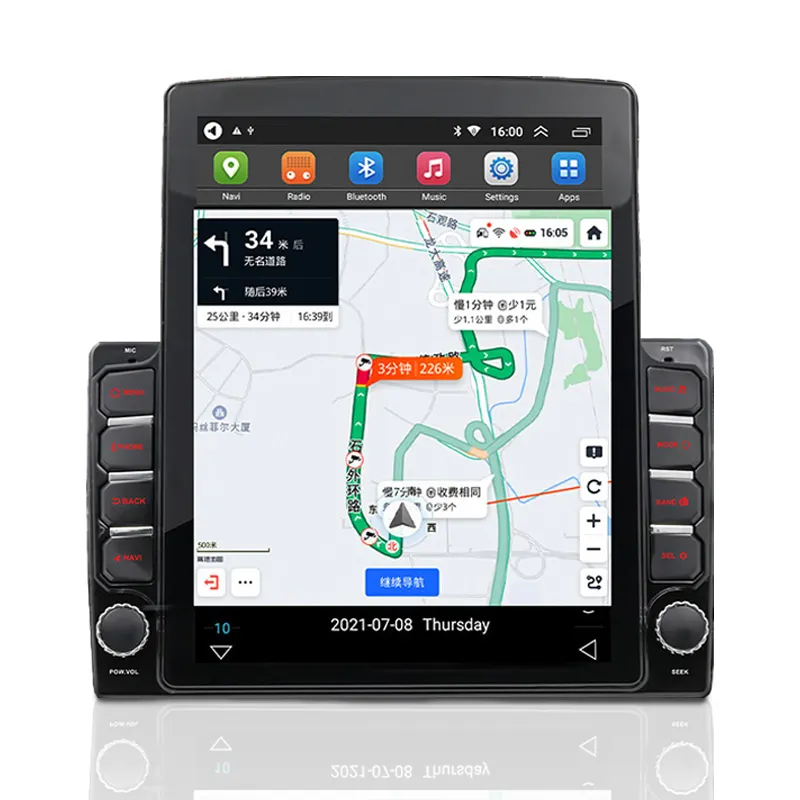 Système de navigation GPS Android 2Din 9.7 pouces 1080P HD IPS à écran tactile Carplay Support WIFI Bluetooth FM Radio Lecteur DVD de voiture