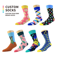 Vente en gros de chaussettes fantaisie longues personnalisées de haute qualité Chaussettes amusantes respirantes colorées pour hommes
