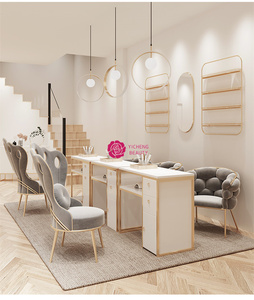 Table de manucure professionnelle de luxe en métal moderne pour salons de beauté, vente en gros Yicheng Beauty pour les techniciennes en ongles - Product Image 2