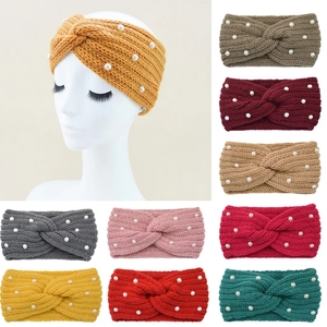 Chauffe-oreilles d'hiver - Bandeaux tricotés, turbans élastiques, bandeaux à cheveux en crochet perlé, chouchous et écharpes pour femmes - Product Image 3