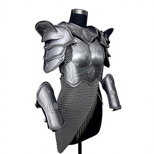 Corsé de Armadura de Acero Plateado con Falda de Malla Metálica para Mujer, para Juego de Roles - Product Image 1