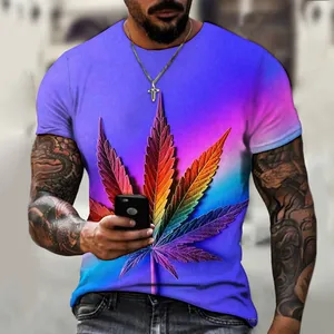 Erkek beş yapraklı yonca 3D yonca baskı T-shirt özel tasarım erkek gömleği moda marka üst o-boyun gevşek rahat S-6XL gömlek