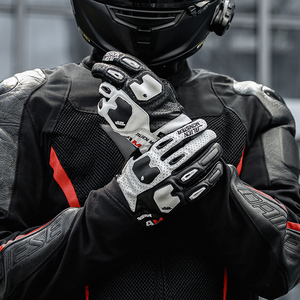 Guanti da Moto in Pelle Bicolore CE Estivi Traspiranti ESA TPR Antiurto per Enduro e Motocross - Product Image 5