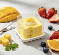 Boîte à gâteau et à pain individuelle transparente de qualité alimentaire, petite et carrée, en PET rigide avec couvercle transparent antidérapant, emballage jetable