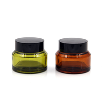Frasco de vidrio ámbar hermético de 50ml con tapa de plástico para crema para el cuidado de la piel, crema para ojos, cosméticos
