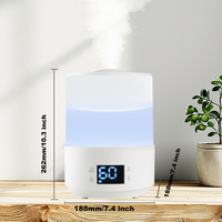 Humidificateur à ultrasons 3L en plastique, diffuseur d'huiles essentielles de table, aromathérapie, commande tactile, silencieux (<36dB)