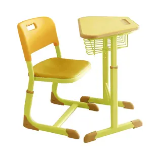 Hexagonal metal adjustable school sets University Desk And Chair Classroom Table And Chair