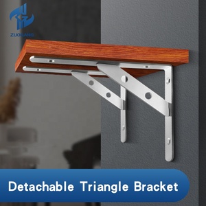 Soportes de Metal tipo L para estante, estantes de ángulo de acero inoxidable, soporte de montaje en pared, soportes plegables flotantes, venta al por mayor - Product Image 2