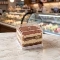 Boîte à gâteau carrée transparente personnalisée avec logo, de qualité alimentaire, haute, pliable, pour anniversaire, mariage, dessert, emballage cadeau