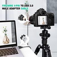 Câble IEEE-1394 FireWire iLink DV 4 broches mâle vers USB 2.0 mâle veste en PVC paire torsadée avec blindage de tresse pour appareil photo et ordinateur