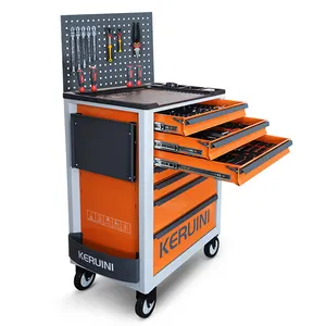 Multi-Functional Orange Textured 5-Drawer Tool Box Car Repair Special Rolling Mechanical Tool Cart