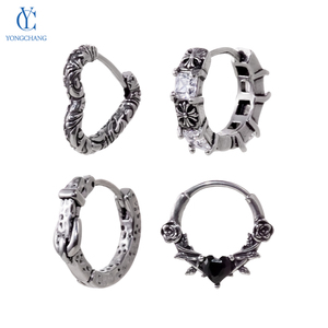도매 남자의 힙합 펑크 고딕 스테인레스 스틸 귀걸이 금도금 후프 캐스트 보석 저자 극성 피어싱 보석 - Product Image 1