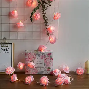 Battery Rose String Lights LED Romantic Red Pink White Flower Garland for Valentine's Day Wedding Home