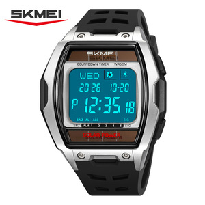 Montre numérique multifonctionnelle à énergie <span class=keywords><strong>solaire</strong></span> SKMEI 2750, style rétro pour homme, bracelet en silicone, résistante à l'eau, montre électronique sportive - Product Image 2