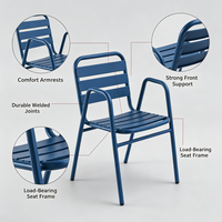 Chaise d'extérieur empilable en aluminium, chaise de salle à manger avec structure métallique résistante aux intempéries pour patio, jardin, balcon, bord de piscine, cour arrière