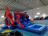 Château gonflable Spiderman commercial avec toboggan aquatique à vendre
