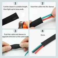 Funda trenzada PET de 5/10M, Protector de cable expandible de 4-25mm para aislamiento de cables, tamaños surtidos