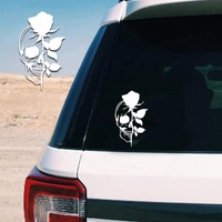 2 autocollants décoratifs universels en PVC auto-adhésifs, imperméables, écologiques, couleur personnalisée, crâne rose, pour vitres et carrosserie de voiture
