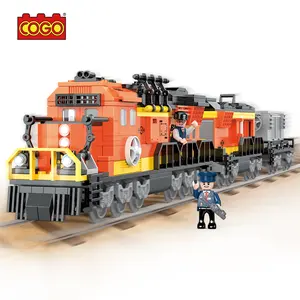 COGO Venda Quente Por Atacado DIY Freight Train Blocks Brinquedo Crianças Educacional Montar Building Block Sets