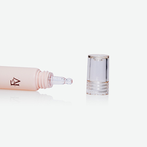 Tube souple rose nude en PE avec logo minimaliste imprimé et embout applicateur compte-gouttes transparent pour primer et crème pour la peau - Product Image 2