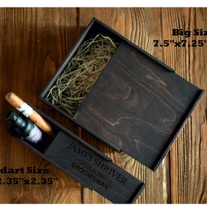 Groomsmen Proposal Best Man Proposal Cigar small wooden Gift Box with lid Father of Groom Keepsake Cigar gift storage box wood