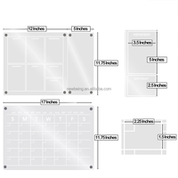 Ensemble de 3 cartes de planification effaçables à sec blanc clair planificateur de mois et de semaine calendrier magnétique en acrylique pour réfrigérateur