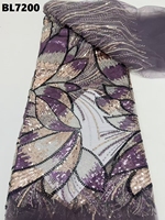 Dentelle brodée de haute qualité pour mariage, tissu en dentelle perlée, fournisseur chinois en gros, couleur rose