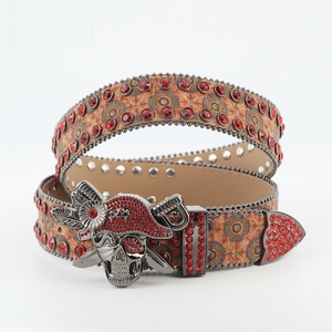 Venta al por mayor Vintage Punk estilo <span class=keywords><strong>Simon</strong></span> Diamante tachonado cinturón de gran tamaño cráneo hebilla con brillantes diamantes de imitación Bling estilo vaquera - Product Image 1