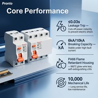 Disjoncteur différentiel RCCB 63A 6kA 240V 415V IEC EN61008 Rail DIN PA66 Protection contre les fuites KORLEN KNL5-63
