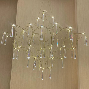 ECOJAS CL-003 Moderne lumière lustre de luxe plein <span class=keywords><strong>d</strong></span>'étoiles art personnalité duplex longue lustre étoile tomber pendentif lampe - Product Image 3