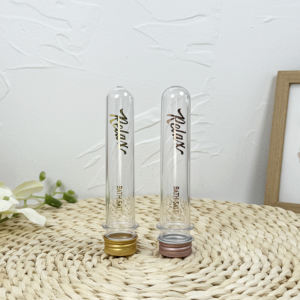 Emballage transparent PET de 25ml Tube à essai rond en plastique Bouteilles transparentes vides rechargeables Bouteilles de stockage - Product Image 5