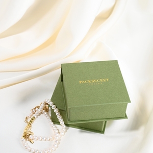 PackSecret New Arrival Green Square Jewelry <b>Box</b> Custom Gold Logo <b>Book</b> Style Magnetic Closure for Necklaces Bracelets - Product Image 2