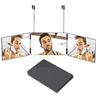 Miroir LED autoportant pliable à trois faces avec interrupteur tactile, design moderne, pour la coupe de cheveux à domicile, vente en gros transfrontalière