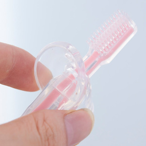 Brosse à dents pour bébé, poils en silicone souple, pour nourrissons et tout-petits de 0 à 3 ans, usage domestique, rose, bleu, jaune - Product Image 3