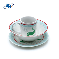 Haute Qualité Pas Cher Cerf Stickers Vaisselle Porcelaine Bol Assiettes En Céramique Dîner Vaisselle Ensembles En Gros