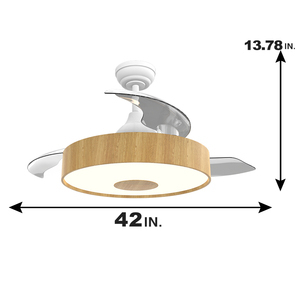 42 Inch Có Thể Thu Vào Quạt Trần 3 Vô Hình Abs Lưỡi Thông Minh Quạt Trần Điều Khiển Và Ánh Sáng Dimmer Chuyển Đổi - Product Image 6