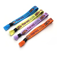 Pulsera de tela jacquard de poliéster personalizada para eventos, festivales y bodas, con cierre deslizante, económica y promocional.