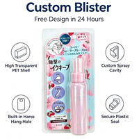 Emballage en blister PET recyclable personnalisé, conteneur rond en plastique pour cosmétiques, étui vide pour poudre de blush, expédition rapide