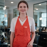 Tabliers personnalisés avec logo, 3 poches, bleu clair, bouton-pression, unisexe, pour salon de coiffure, manucure, tablier court, boulangerie, café, uniforme de travail