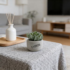 Mini Plantas Suculentas Artificiales <span class=keywords><strong>Echeveria</strong></span> en Maceta <span class=keywords><strong>de</strong></span> Cemento, Bajo Mantenimiento, Decoración Minimalista para Graduación, Pascua y Hogar - Product Image 1