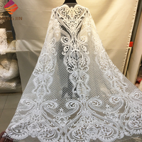 Nouveau mariage Tulle luxe dentelle robe blanche 3D broderie lourd perlé dentelle tissu avec séquence pour la mariée