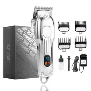 PRITECH Wholesale Silver Gold Professional Hair Trimmer Metal Electric Hair Clipper Barber Clipper for Men