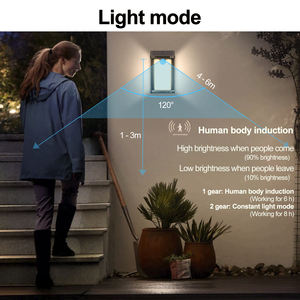 Lanterne murale solaire à LED avec détecteur de mouvement pour extérieur, luminaire mural pour patio, véranda, étanche, montage mural, clôture, garage, décoration - Product Image 6