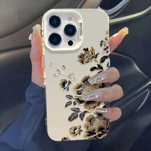 Coques de téléphone OEM d'usine avec motif rose peint à l'huile pour iPhone 11, 15 Pro, 14, 12, 13 Pro <span class=keywords><strong>Max</strong></span>, X, XR, XS <span class=keywords><strong>Max</strong></span>, Mini, 7/8 Plus, avec anneau plaqué et pare-chocs antichoc - Product Image 4