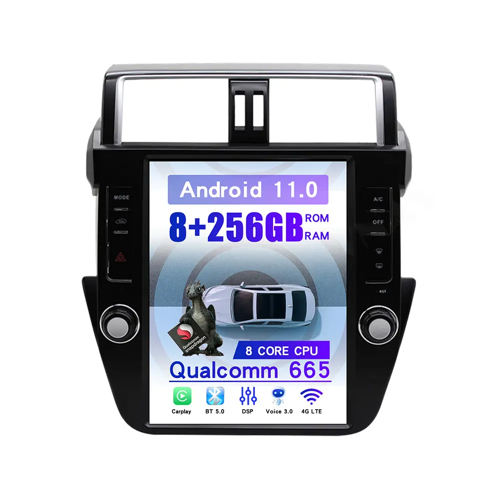Qualcomm Tesla Style Android11 Car GPS Navigation For toyota Land Cruiser Prado150 14-17 Car Stereo Multimedia Player Auto Radio
